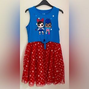 NWT LOL Surprise Red, Blue, and Stars Dress, Size XL (14/16)